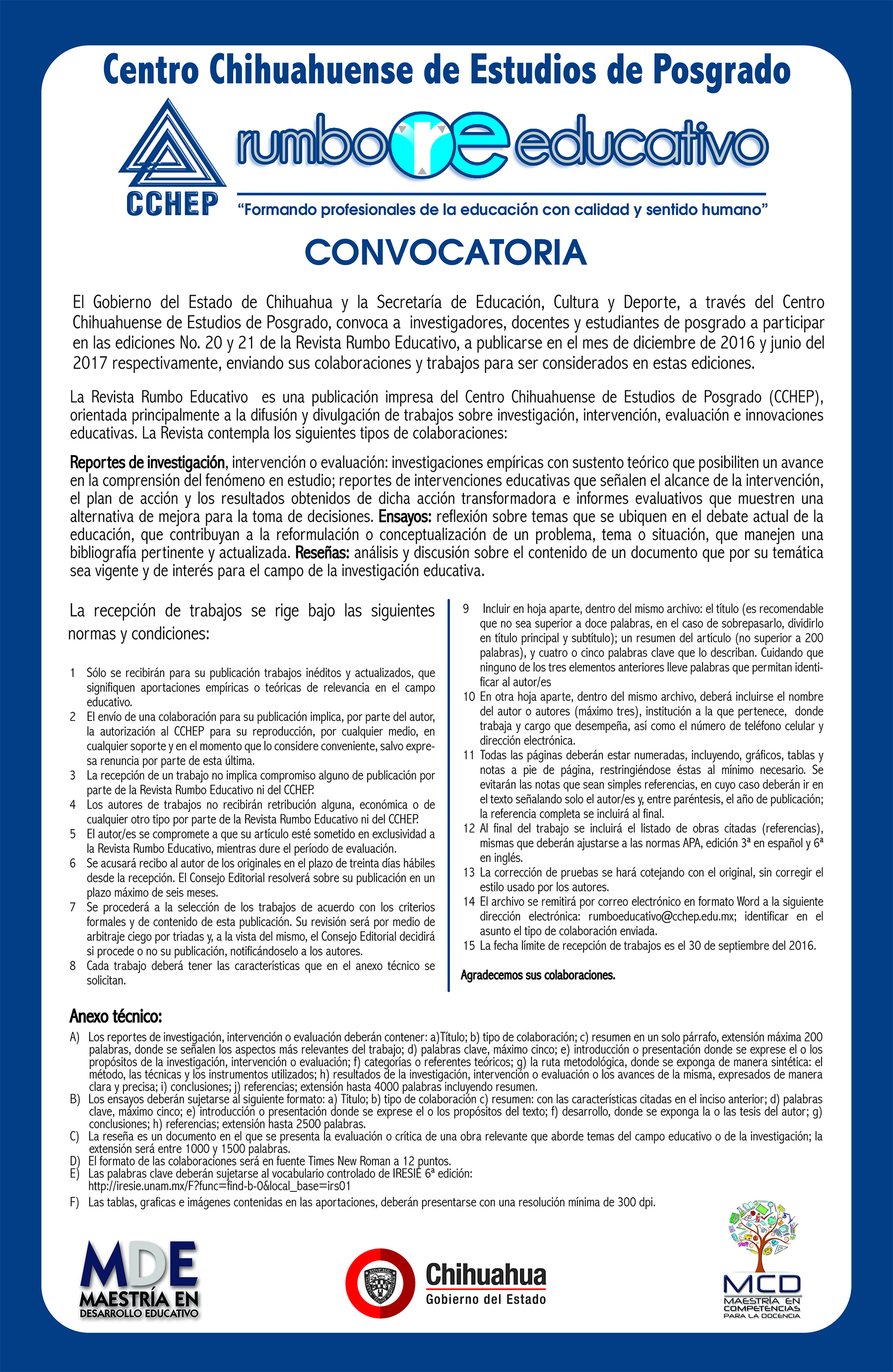 CONVOCATORIA RUMBO EDUCATIVO 20 Y 21