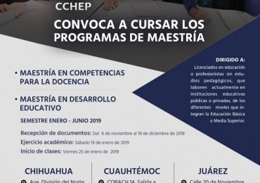 CCHEP invita a cursar sus programas de Maestría en Competencias para la Docencia y Maestría en Desarrollo Educativo
